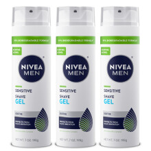 NIVEA FOR MEN Sensitive, Shaving Gel 7 oz (Pack of