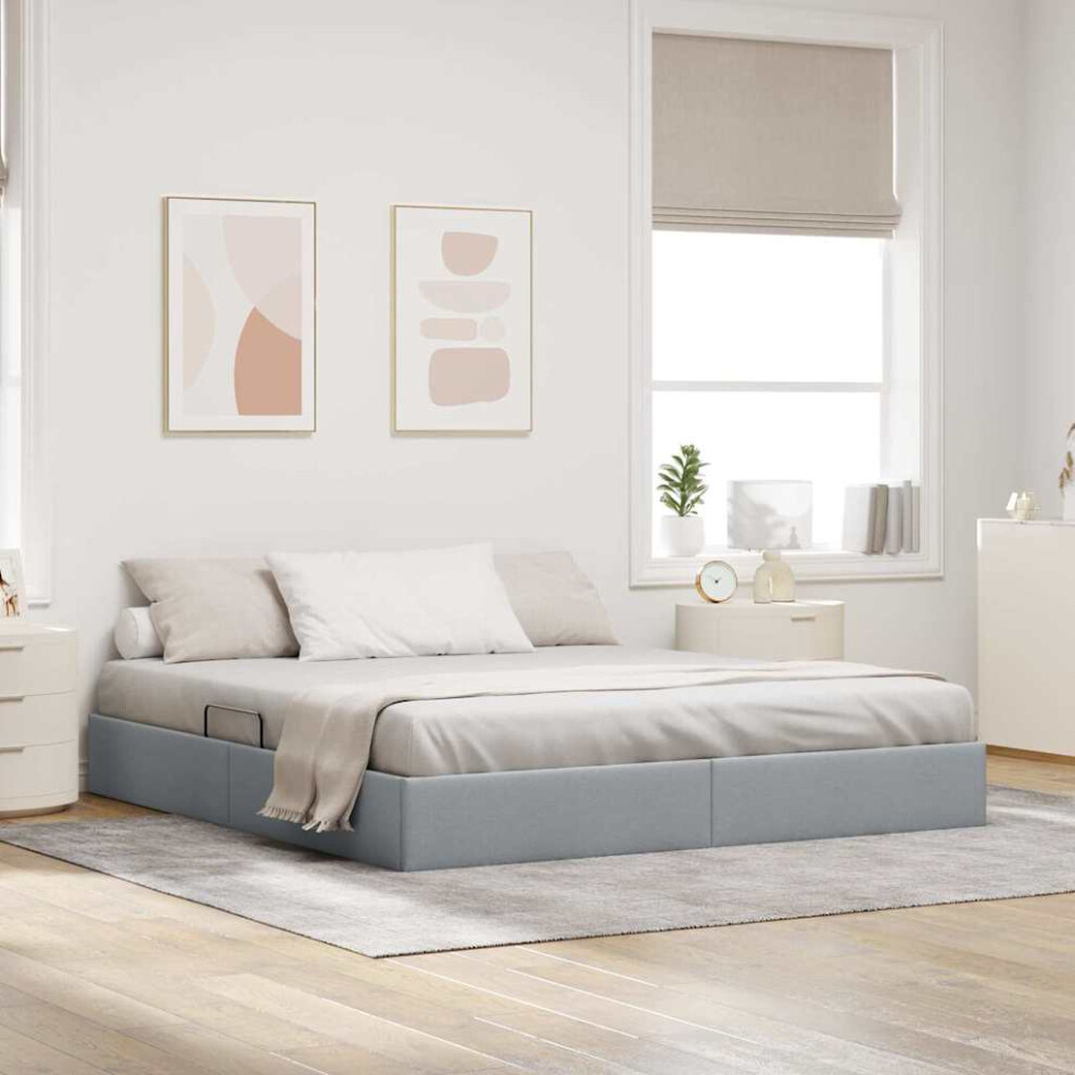 Vidaxl Storage Bed With Headboard Light Grey 180 X 200 Cm Fabric
