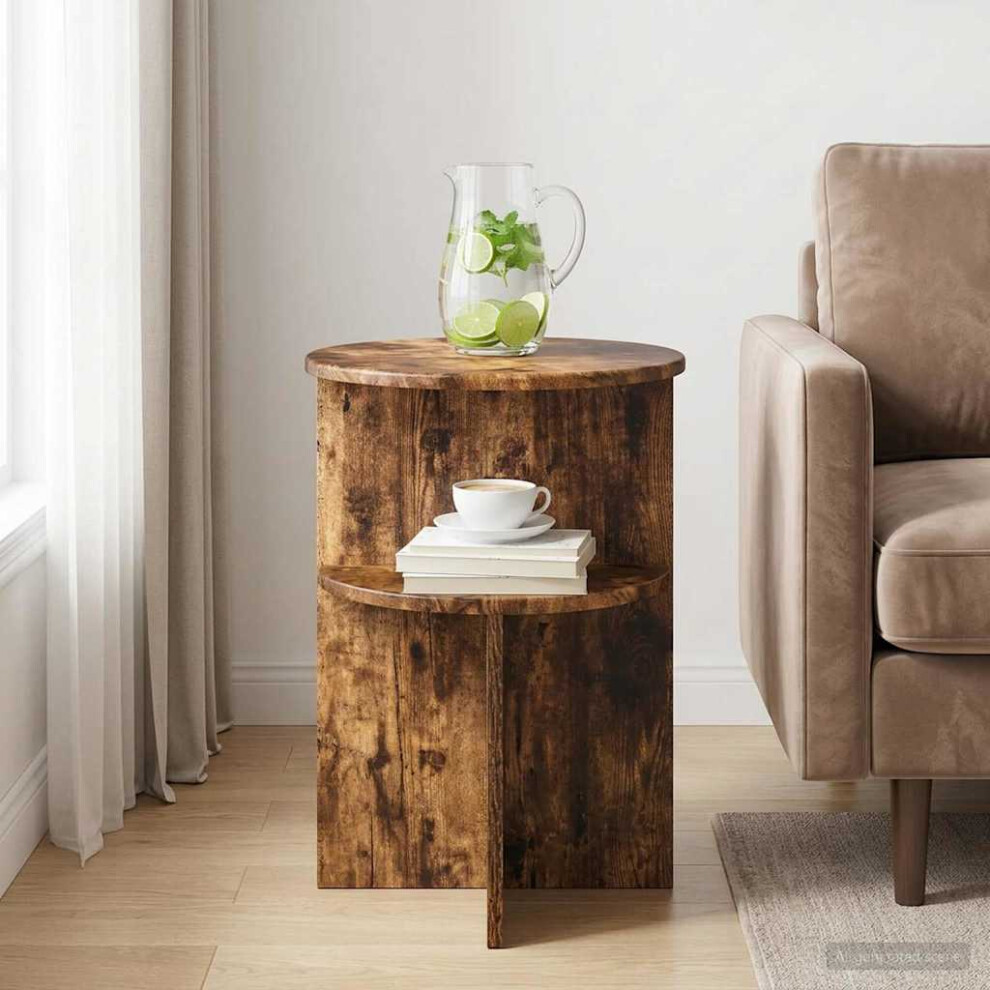 Vidaxl Side Table Smoked Oak Ø 39.5 X 55 Cm Engineered Wood