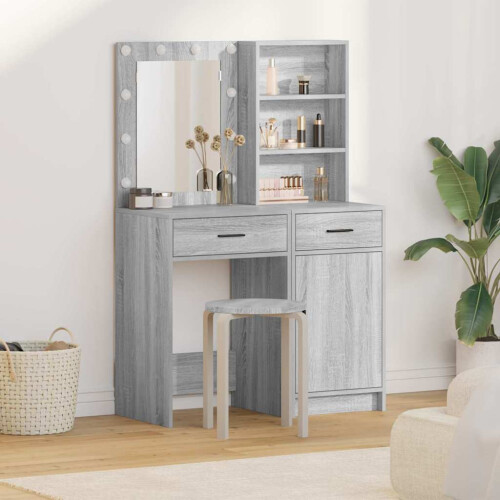 VidaXL vidaXL Dressing Table Set with Shelf 2 pcs Grey Sonoma Engineered Wood