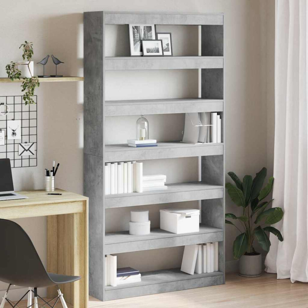 Vidaxl Book Cabinet Concrete Grey 100 X 30 X 198 Cm Engineered Wood