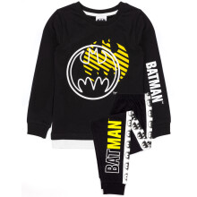 (10-11 Years) DC Comics Batman Long Sleeve Long Leg Pyjama Set (Boys Black)