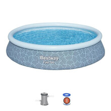 BESTWAY Aufblasbares Schwimmbecken - Fast Set - 396 x 84 cm - Rund (Kartuschenfilter, 1 Kartusche)