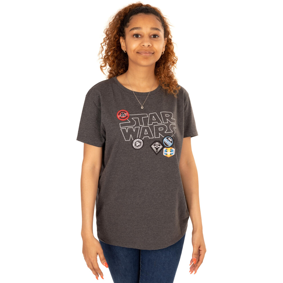 Star Wars (Xx-Large) Short Sleeved T-Shirt (Womens Grey)