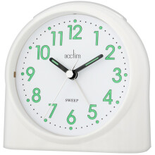 Acctim Sweeper One Analogue Alarm Clock Non Ticking Sweep Quartz White