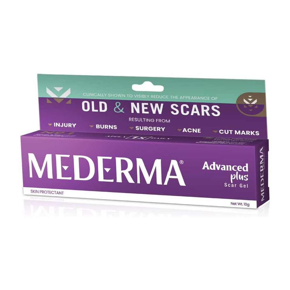 Mederma Advanced Plus Scar Gel Purple Advanced Scar Care Formula for Old & New Scars, Skin Smoothing & Appearance Improvement Gel - 10g