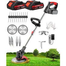 21V Cordless Strimmer, Grass Trimmer with 18,000 RPM and 880W Motor, 90° Head Rotation Garden Strimmer Cordless, 15cm Cutting Width