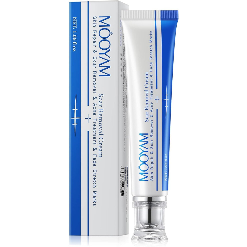 Mooyam Scar Removal Cream Skin Repair Gel for Old & New Scars, Fades Acne, Hydrating & Soothing Formula 1.06oz
