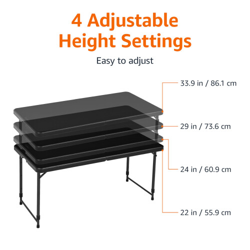 Amazon Basics 4-Foot Folding Table with Adjustable Height
