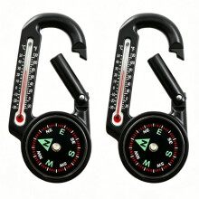 2 Pack Multifunction Compasses Carabiner with Thermometers for Outdoor, Hiking, Camping Multifunctional Compass