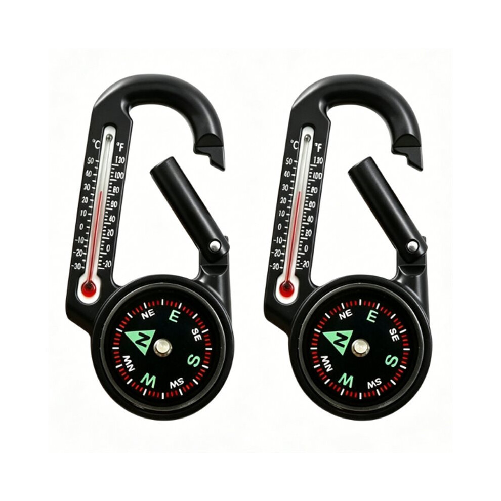 2 Pack Multifunction Compasses Carabiner With Thermometers For Outdoor, Hiking, Camping Multifunctional Compass 6032539610690