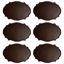 Double-Texture Faux Leather Oval Placemats Set of 6 Washable Heat Insulation Mats Watertight and Non-Slip