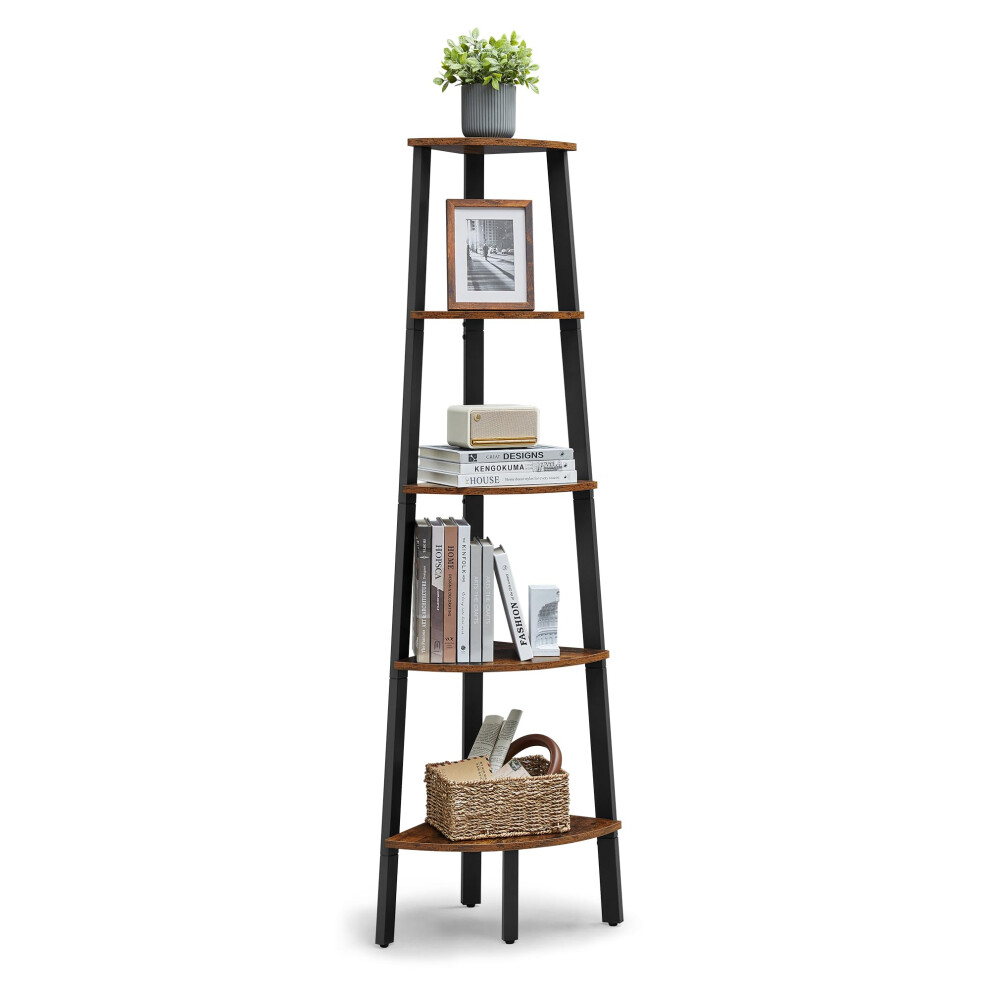Vasagle Corner Bookcase 5 Tier Shelf Ladder Shelf Storage Unit Plant