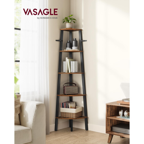 VASAGLE VASAGLE Corner Bookcase 5 Tier Shelf Ladder Shelf Storage Unit Plant 1