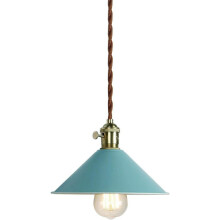Vintage Retro Hanging Ceiling Lamp Chandelier Metal 20.5 cm Blue — retro pendant light, vintage chandelier, blue ceiling lamp, steel conical shade