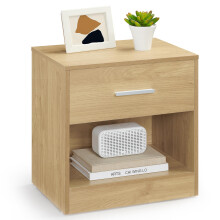 VASAGLE Bedside Table with Drawer - Handle - Open Compartment