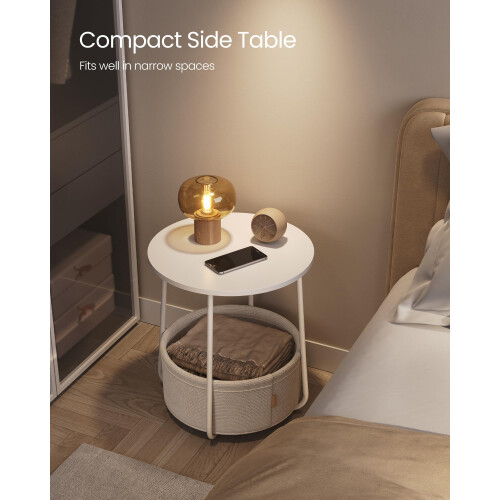VASAGLE VASAGLE Collection - Side Table - Round End Table with Fabric Basket 2