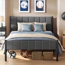 VASAGLE Double Bed Frame - 135 x 190 cm - with Upholstered Headboard