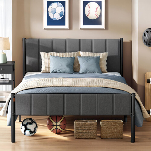 VASAGLE VASAGLE Double Bed Frame - 135 x 190 cm - with Upholstered Headboard