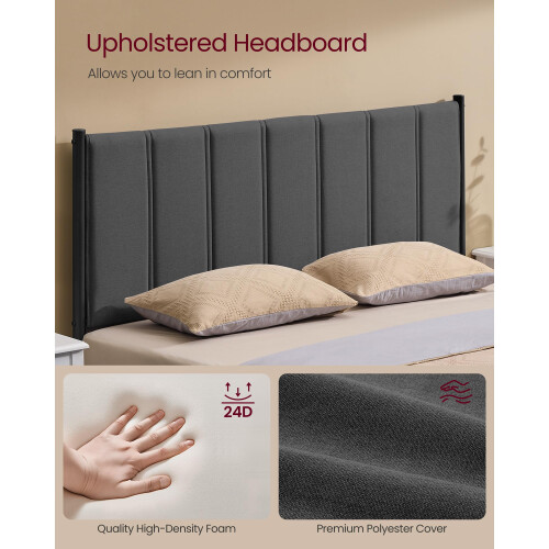 VASAGLE VASAGLE Double Bed Frame - 135 x 190 cm - with Upholstered Headboard 2