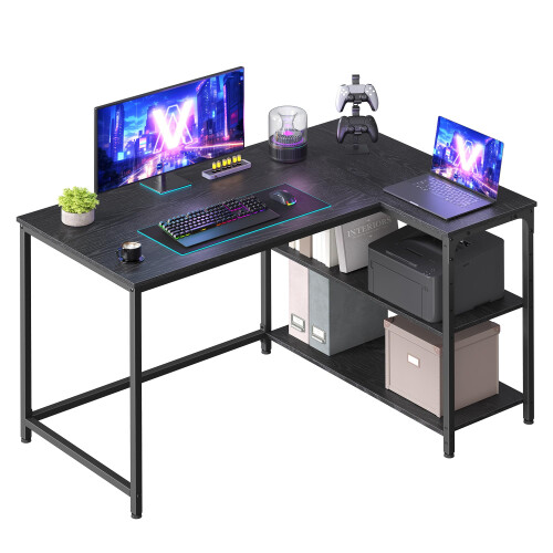 VASAGLE VASAGLE L Shaped Corner Desk - Computer Gaming Desk with Storage