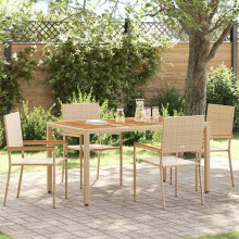 vidaXL Garden Stacking Chairs 4 pcs Cream and Brown 54 x 56 x 90 cm