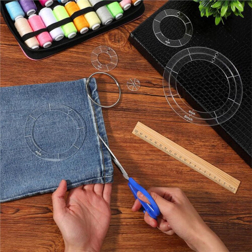 Conjunto de 6 Moldes Circulares de Acrílico para Patchwork, 1/2/3/4/5/6 Polegadas, com Argolas Articuladas para Fichário, para Artesanato DIY 1