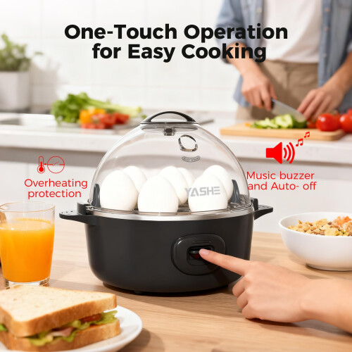 YASHE Rapid Egg Cooker - 7 Egg Capacity Electric Egg Boiler for Hard 2