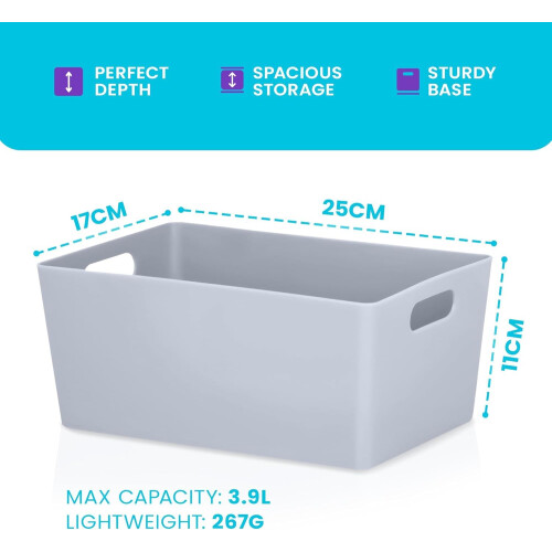 Niftii 5-Pack Plastic Storage Baskets with Sturdy Handles, Lightweight & Durable 1