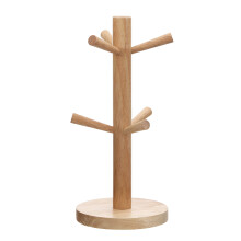 Premier Housewares Rubberwood Mug Tree 6 Mugs Holder for Kitchen | Free Standing