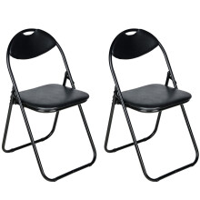 Nyxi Set of 2 X Folding Chair Padded, Paris Faux Leather, Chair Home Office Dining (2 X Chairs, Black)
