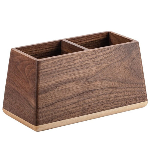 Wood Pen Holder - Elegant Desktop Organizer for Office & Home