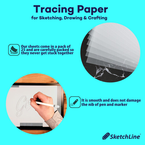 SketchLine Tracing Paper A4 Size 25 Sheets (63gsm) with High 2