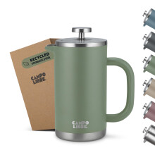 Campo Libre. Giorgio. French Press, Coffee Press - 600ml Stainless Steel Cafetiere, Double-Wall Insulated, Plastic-Free