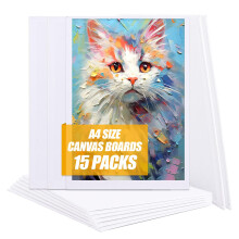 SHUESS 15 Pcs A4 Blank Canvas for Painting - 21 x 30 cm (8 x 12 inch) Canvas Panel Boards - Pre Stretched Blank Art Canvases for Art, Acrylic Paintin