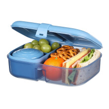 Sistema Ocean Bound Plastic Bento Box | 1.1 L Lunch Box with Yoghurt/Fruit Pot and Compartments | BPA-Free