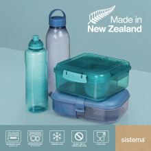 Sistema Ocean Bound Plastic Bento Box | 1.1 L Lunch Box with Yoghurt/Fruit Pot and Compartments | BPA-Free | Teal Stone OR Mountain Blue (Not Selectab