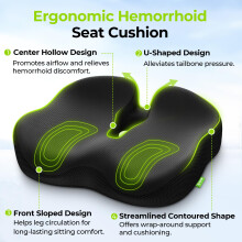 AUVON Thickened Donut Cushion for Hemorrhoids, Thigh Slope for Long Sitting