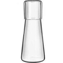 3X Karaff med Klar Vatten Vid Sängen med Tumlarglas för Nattduksbord i Sovrummet, Nattvattenkaraff med Glas, med Koppset