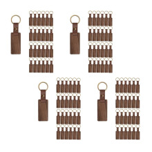 100 Pieces Leather Wood Keychain Blank, Wooden Keychain Blanks with Leather Strap, Unfinished Wooden Keychains