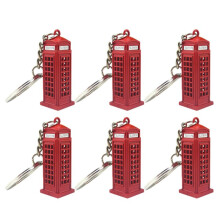 6X Vintage Telefonzelle Britischen Miniatur London Auto Schluesselanhaenger Schluesselanhaenger Diecast Keychain Geschenk Fuer Frauen Maedchen