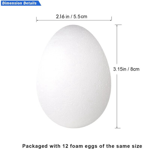 60 Pack 3 Inch Easter Foam Egg White  Egg  Egg Foam Natural Polystyrene Egg Foam Handmade Egg 1