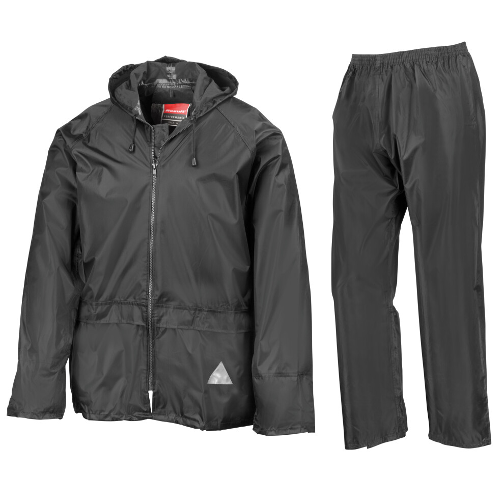 Result (Xl, Black) Mens Heavyweight Waterproof Rain Suit (Jacket & Trouser Suit)