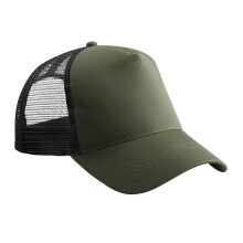(One Size, Olive Green/Black) Beechfield Childrens/Kids Contrast Panel Trucker Cap