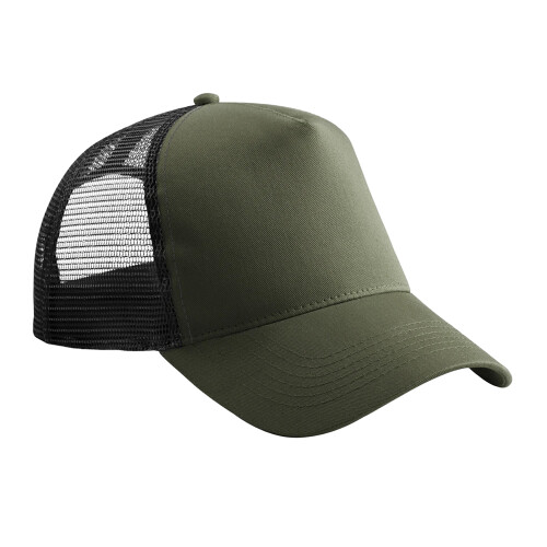 (One Size, Olive Green/Black) Beechfield Childrens/Kids Contrast Panel Trucker Cap
