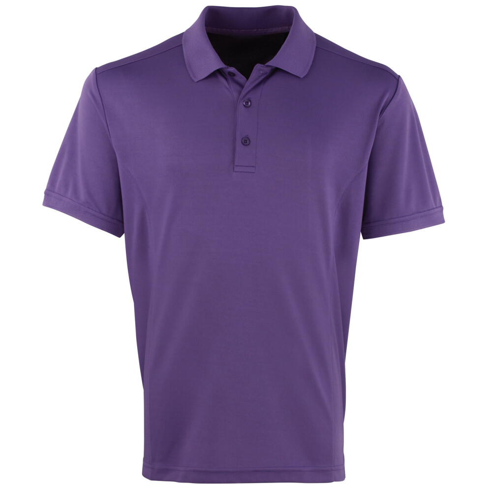 Premier (3Xl, Purple) Mens Coolchecker Pique Short-Sleeved Polo Shirt