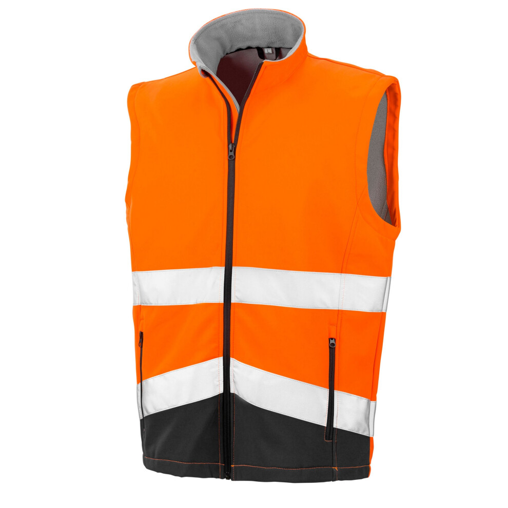 (3Xl, Fluorescent Orange/Black) Safe-Guard By Result Unisex Adult Softshell Printable Gilet 5063527006301