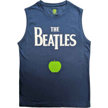 (XL, Blue) The Beatles Drop T Logo & Apple Muscle Tank