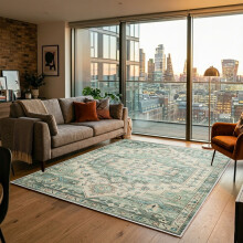 (200 x 290 cm 6 ft 7 in x 9 ft 6 in, OLIVE GREEN GEOMETRIC- CASHMERE RUG) Large Rugs Living Room Bedroom Traditional Carpets