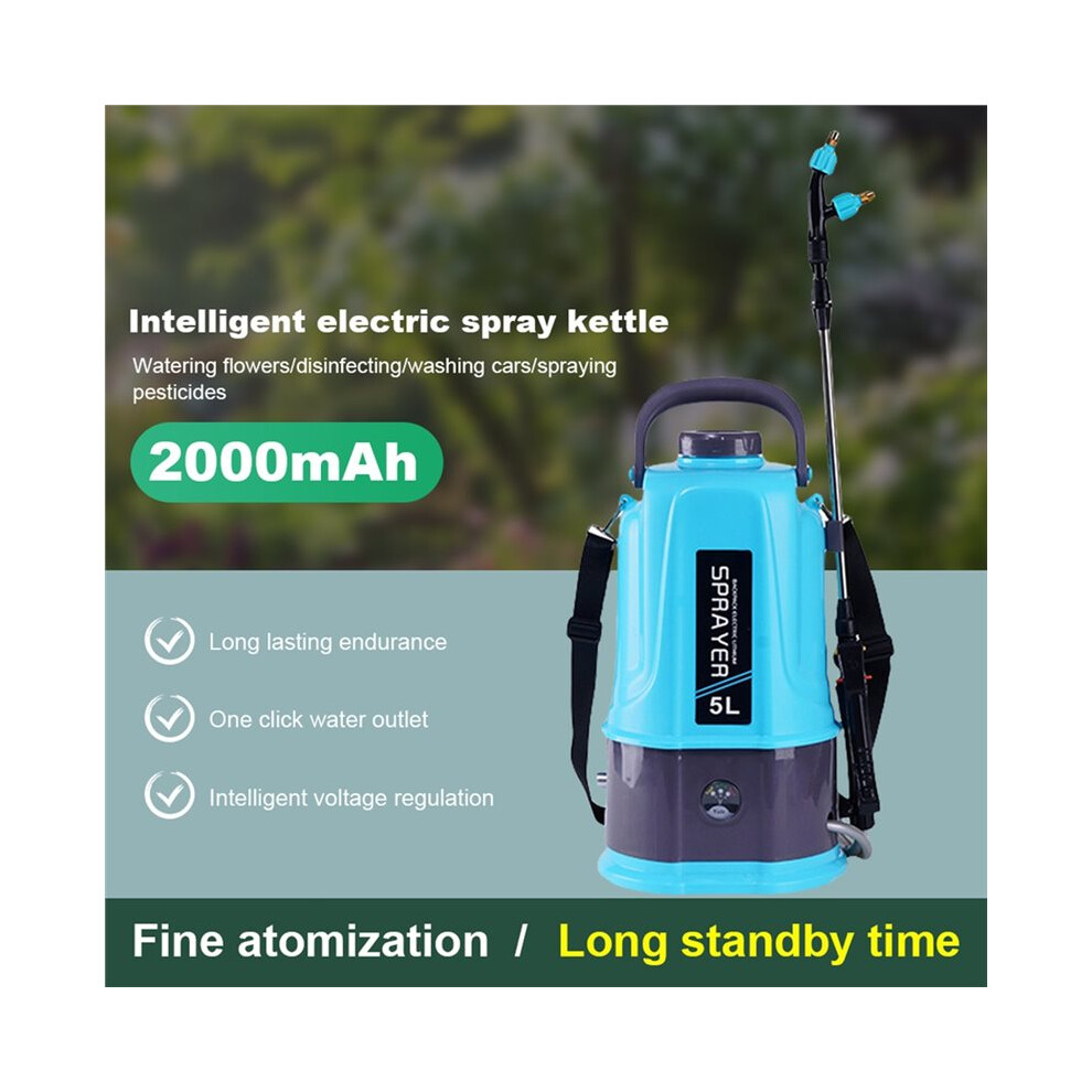 5L Battery Powered Sprayer Rechargeable Electric Sprayer With 5 Mist Nozzles Garden Sprayer For Garden A Eu Plug 4711689797056